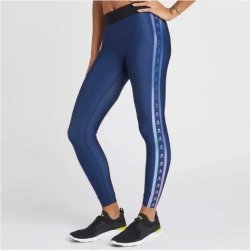 Ultracor X SoulCycle Navy Blue Skull  Iridescent Leggings w Raw Hem size XS